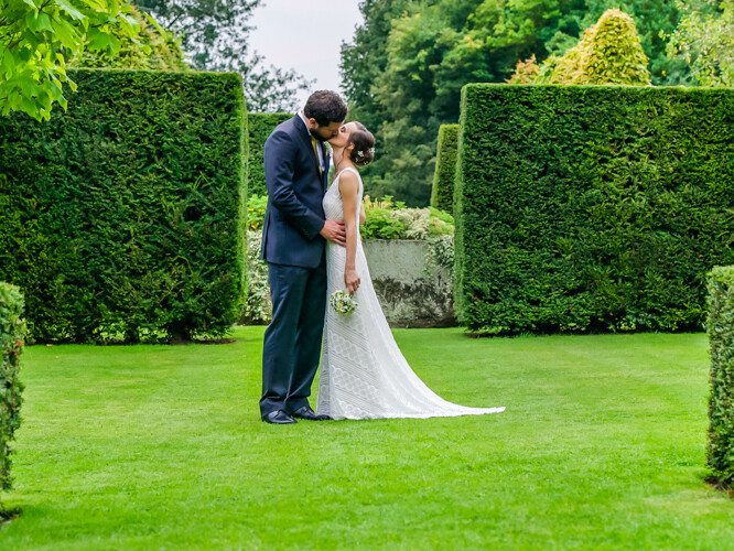 couple at Pimhill Wedding venue in private garden