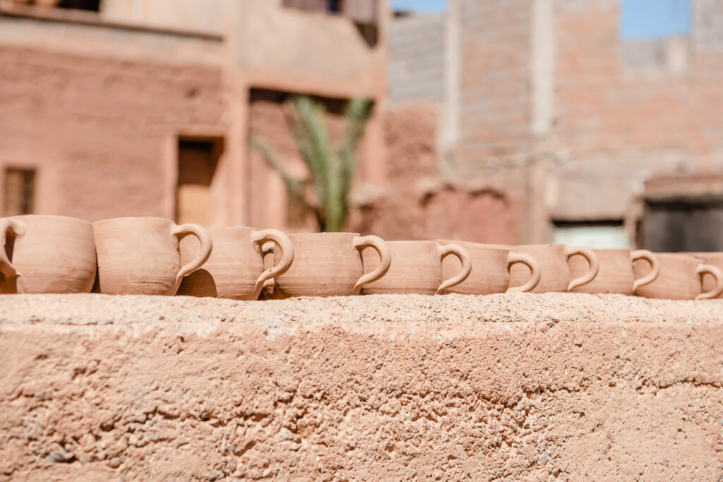 cups made of clay in Morocco